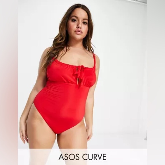 Red plus-size bathing suit - Picture 2 of 4